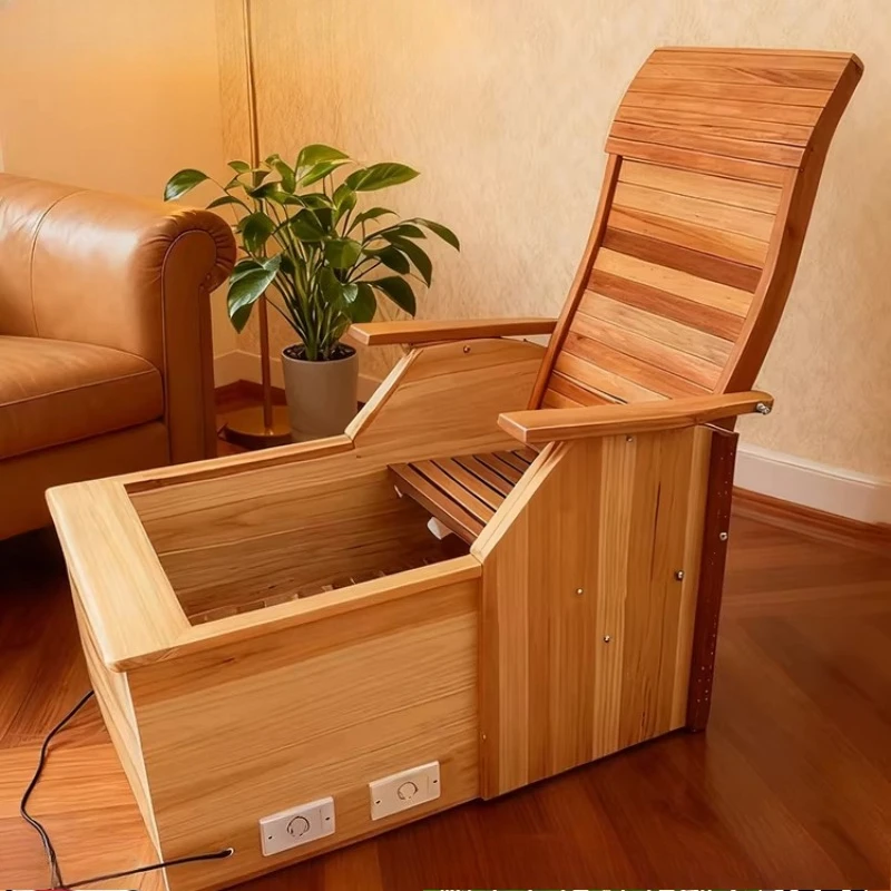 

Solid wood large backrest electric fire bucket, household enlarged reclining heater, foot warmer for the elderly in winter