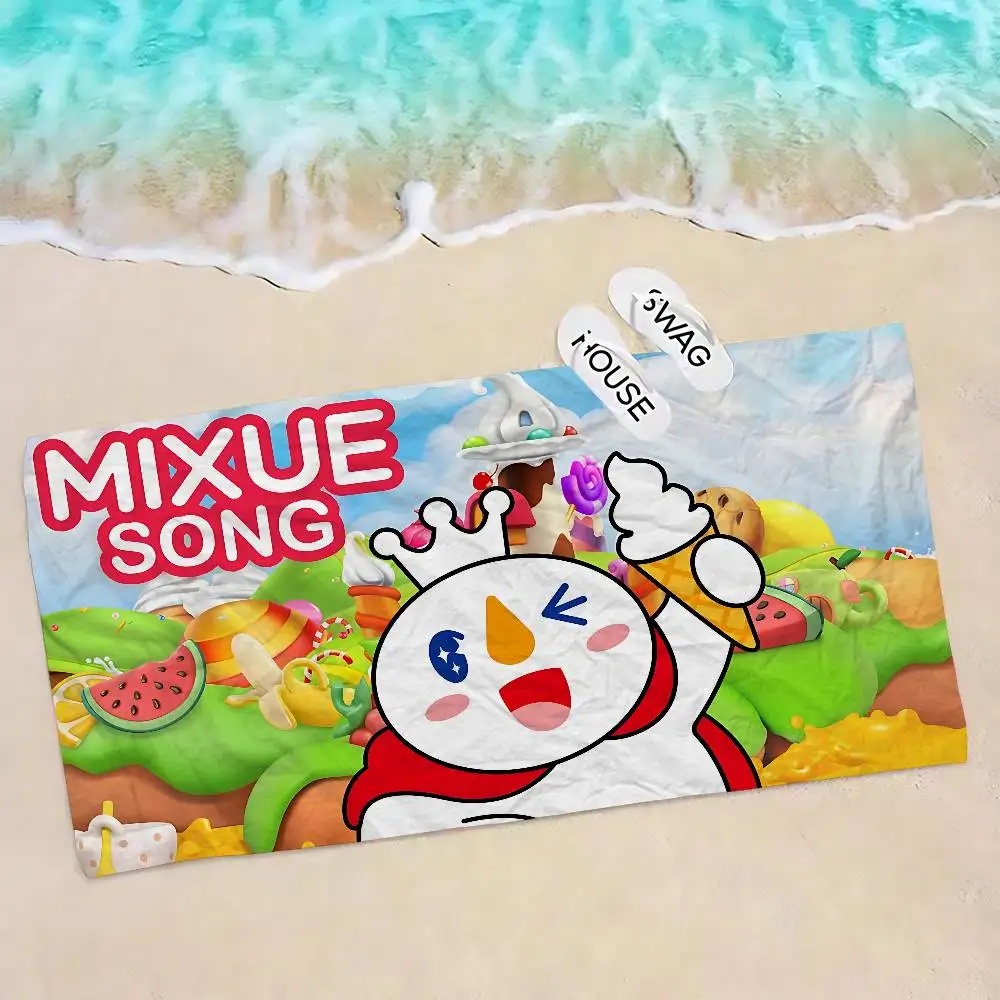 Cute Mixue Ice Cream & Tea Logo Big Microfiber Beach Towels Quick Dry Towel Sand Beach Towels Pool Towel for Travel Yoga