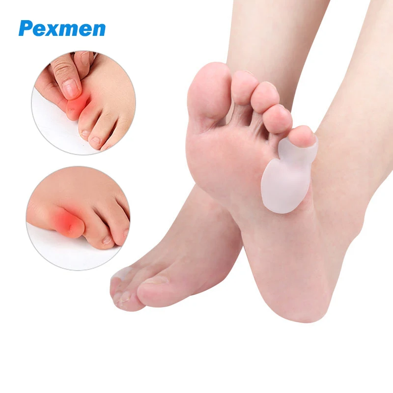 Pexmen 2/4Pcs Tailor's Bunion Corrector Pad Bunionette Straightener Pinky Toe Separator Protector Shield Pain Relief Spacer