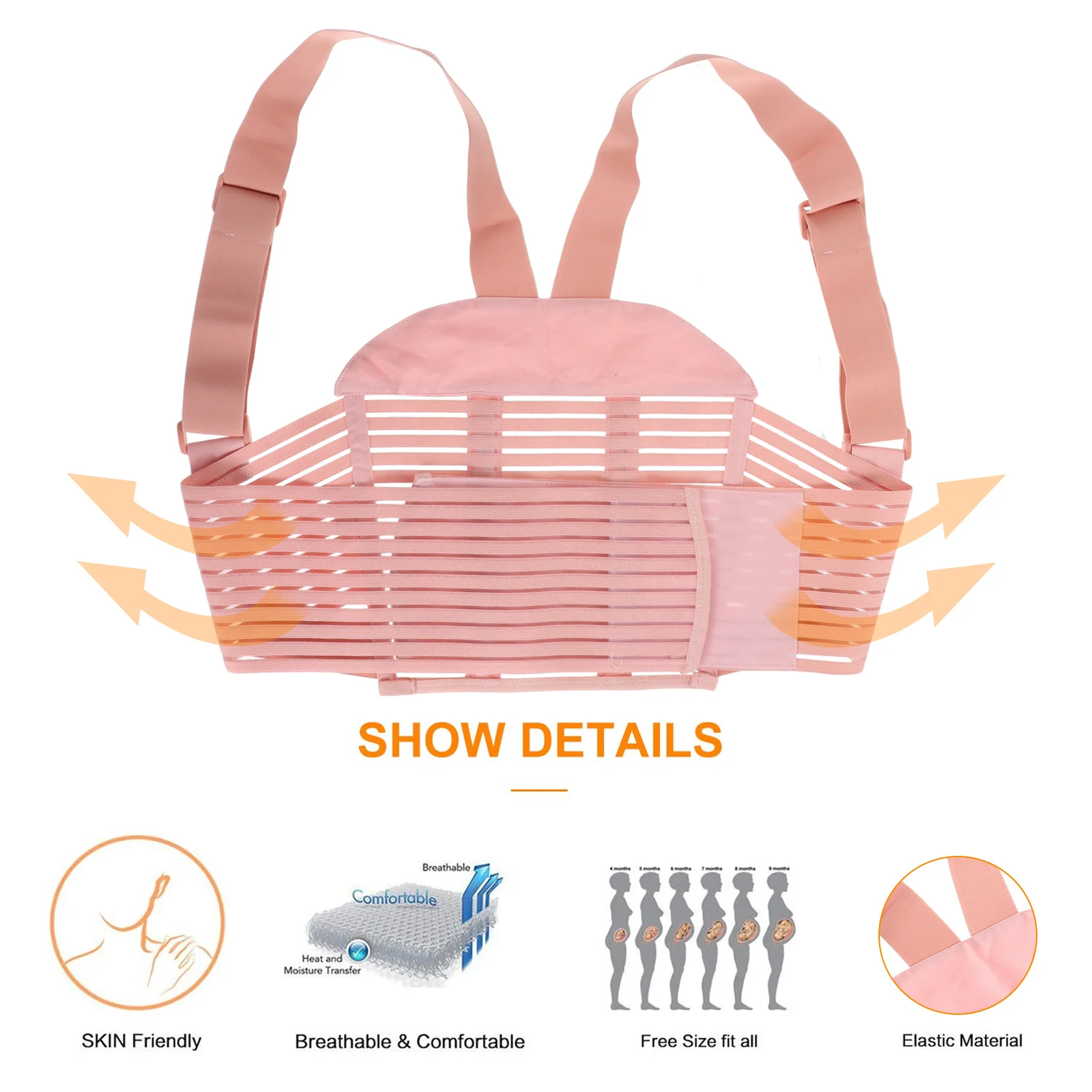 حزام الأمومة قابل للتعديل الكتف الأشرطة تنفس الحمل البطن دعم الفرقة الظهر الخصر لتخفيف الآلام الحمل دعم الفرقة