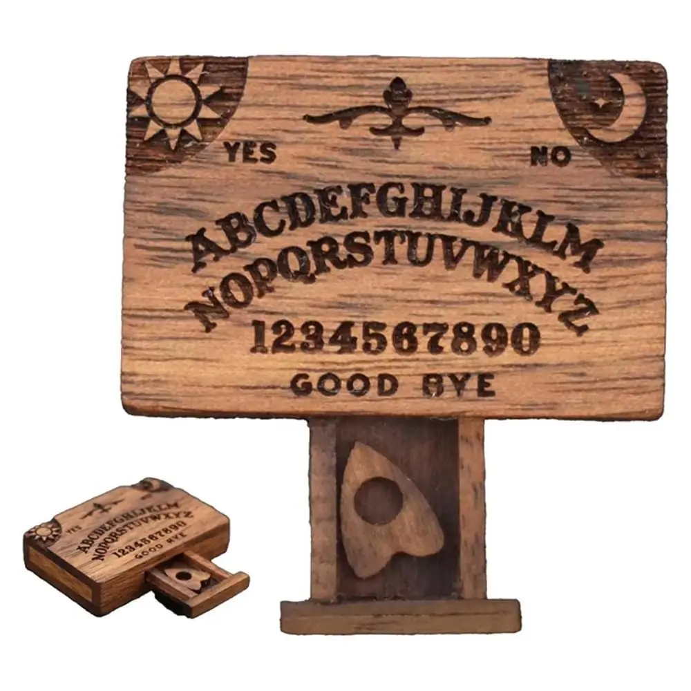 Mini Ouija Board Retro Miniature Spirit Board With Drawer Wooden Miniatures Emotional Love Drawer Home Decoration Gift