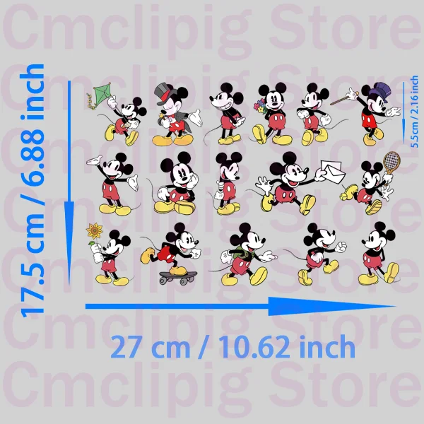 5.5cm size Mickey Mouse Clothing patches thermo-stickers for children DIY Sewing Ironing applications