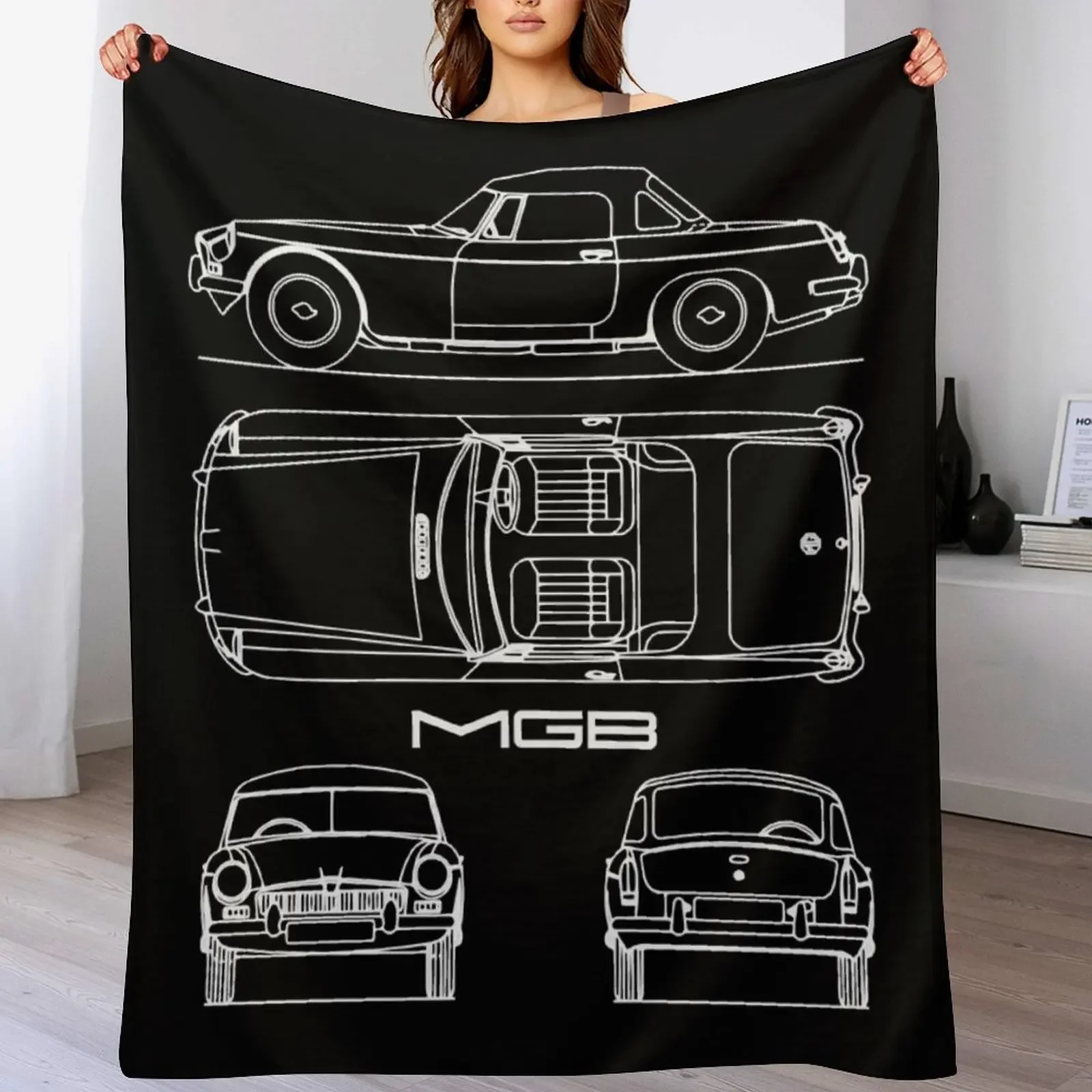 

The MGB Blueprint Throw Blanket Soft Comfort Blanket for Reading Watching TV