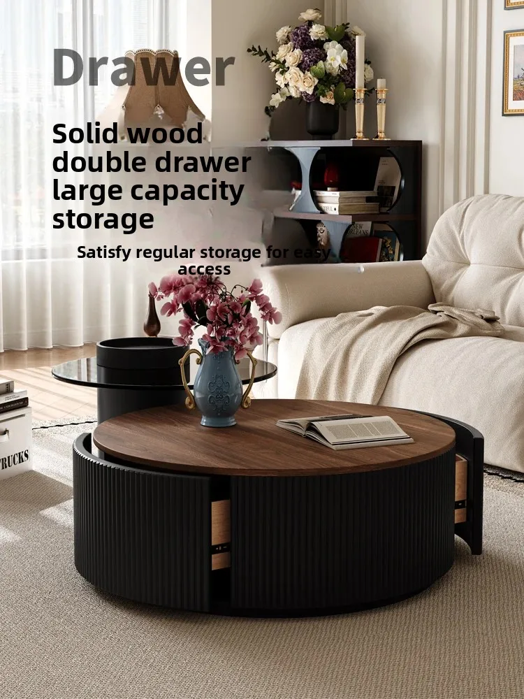 

ZYA modern simple small apartment cream style household living room light luxury round combination coffee table