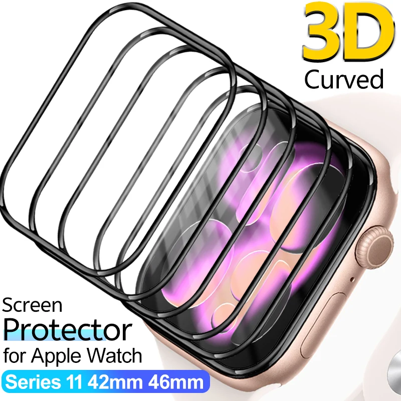Apple Watch Series 11 42MM 46MM 2025用フルカーブスクリーンプロテクター ソフトスマートウォッチカバー 保護PMMAフィルム IWatch S11対応