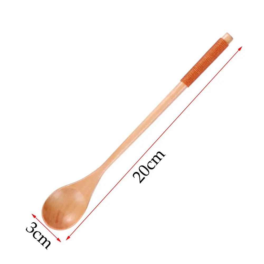 Traditional Wooden Spoons Large Long Handled Spoon Kids Spoon Wood Rice Soup Dessert Spoon Coffer Tea Mixing Tableware