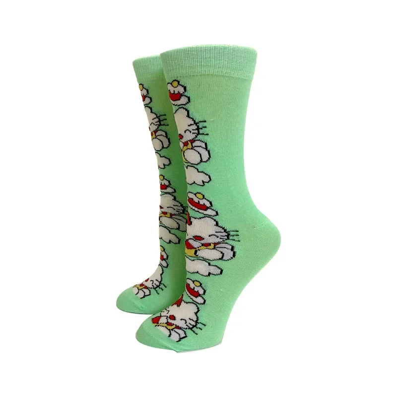 Anime nueva moda colorido divertido feliz Casual calcetines largos de mujer vestido Harajuku lindo dibujos animadosCatcreativeMenSocksSize35-45 calcetines de Yoga