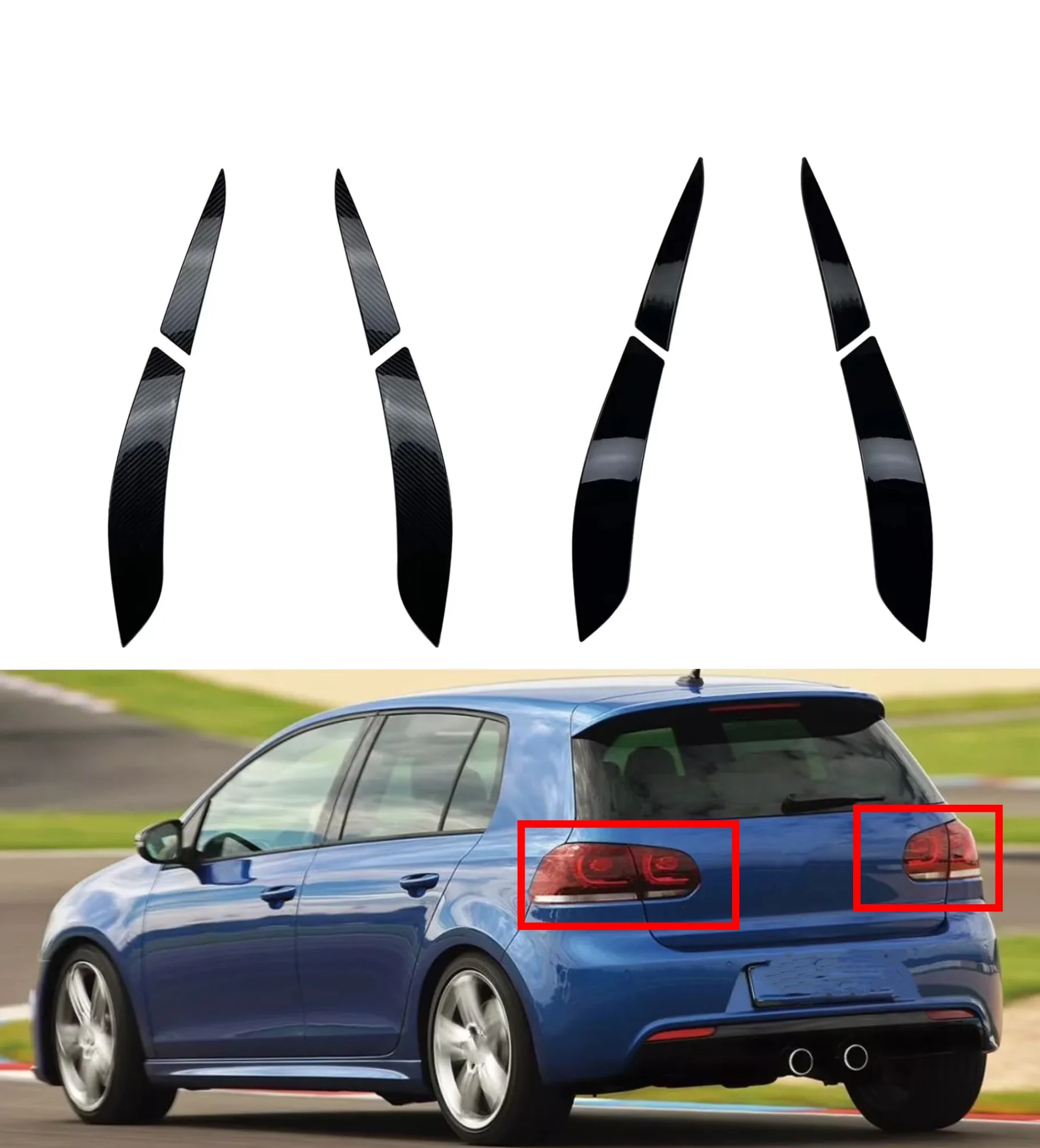 

Fit For Golf 6 MK6 2008 2009 2010 2011 2012 2013 4PCS Rear Tail Light Lamp Eyelid Trim Cover Headlights Eyebrow Eyelids Trim