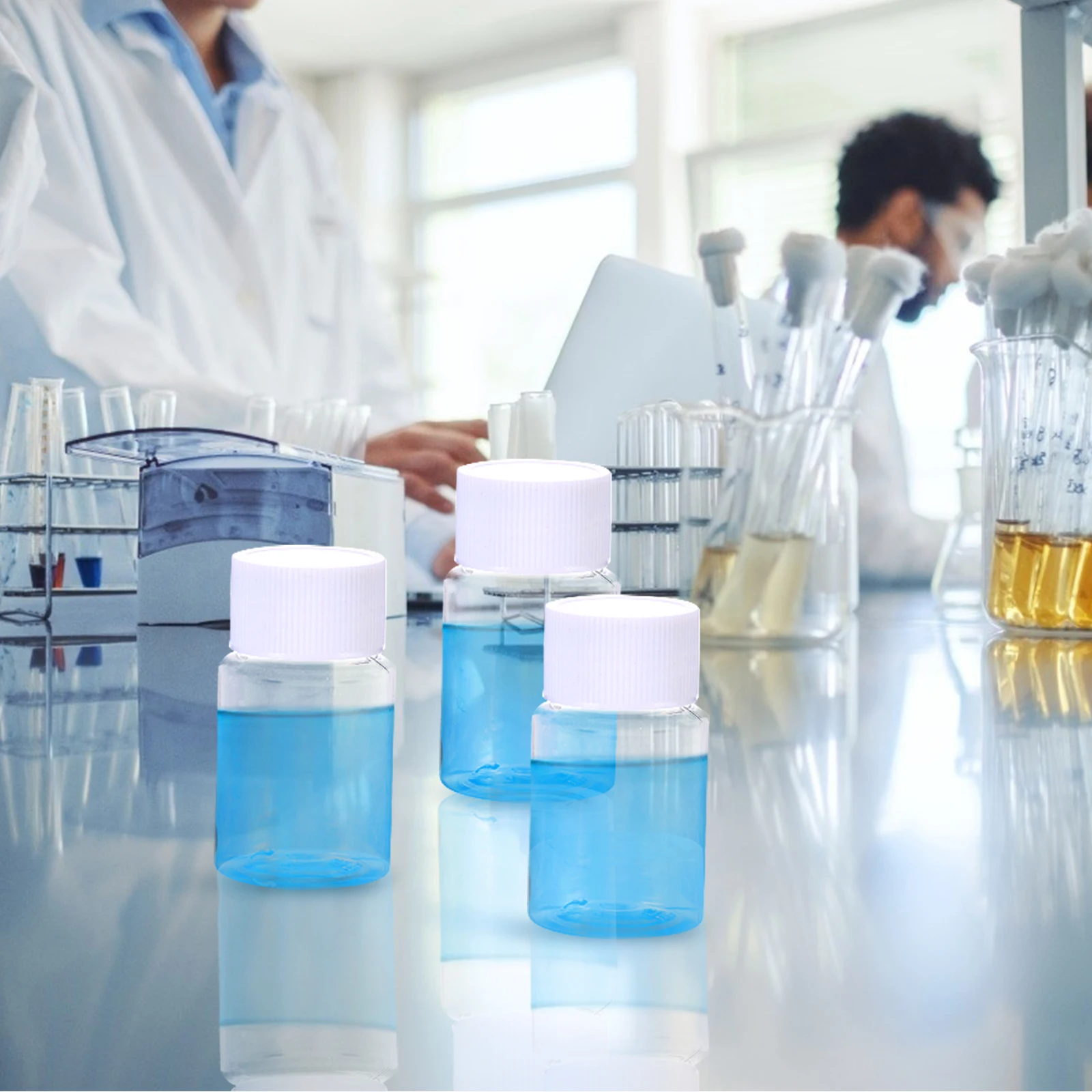 

35 Pcs Plastic Bottle 20ml Vial Laboratory Sealing Reagent with Screw Cap Jars Lids Wide Mouth Sample