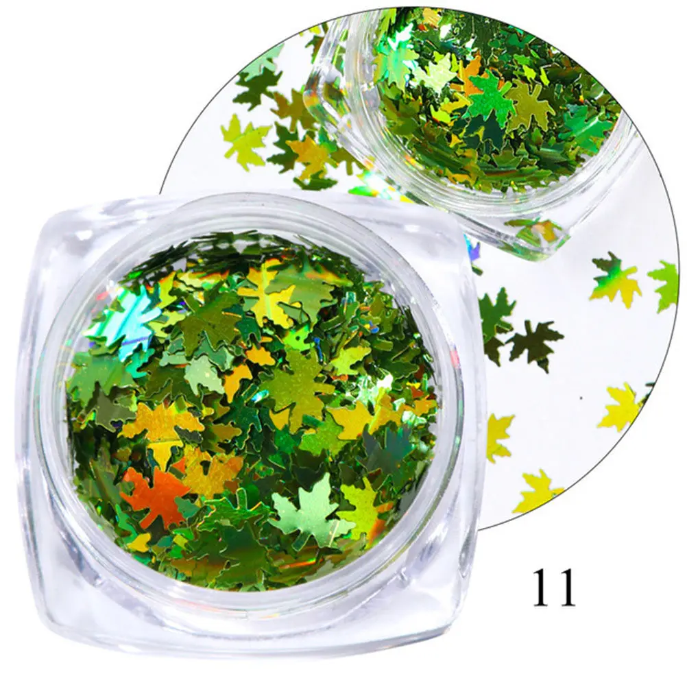 12 Boxes Nail Sequins Shining Maple Leaf Manicure Sequins Nail Art Decor for Women Long-Lasting Lightweight Glitter Pieces