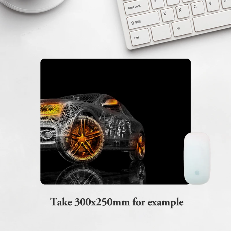 Small Size Custom 220x180MM Mouse Pad Neoprene Rubber With Top Fabric Cool Car 300x250MM Game Mat 250x200MM Table Cover