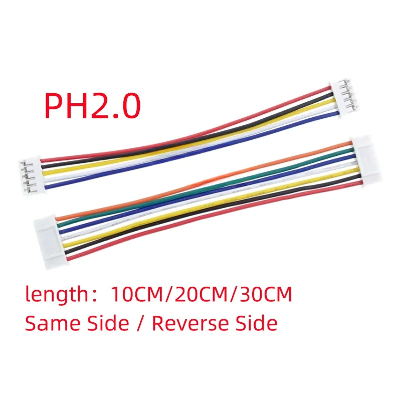10 SZTUK PH2.0 Przewód elektroniczny PH 2.0mm Podwójna głowica Przewód zaciskowy 10cm/20cm/30cm Kabel 26awg Ten sam / odwrotne złącze boczne