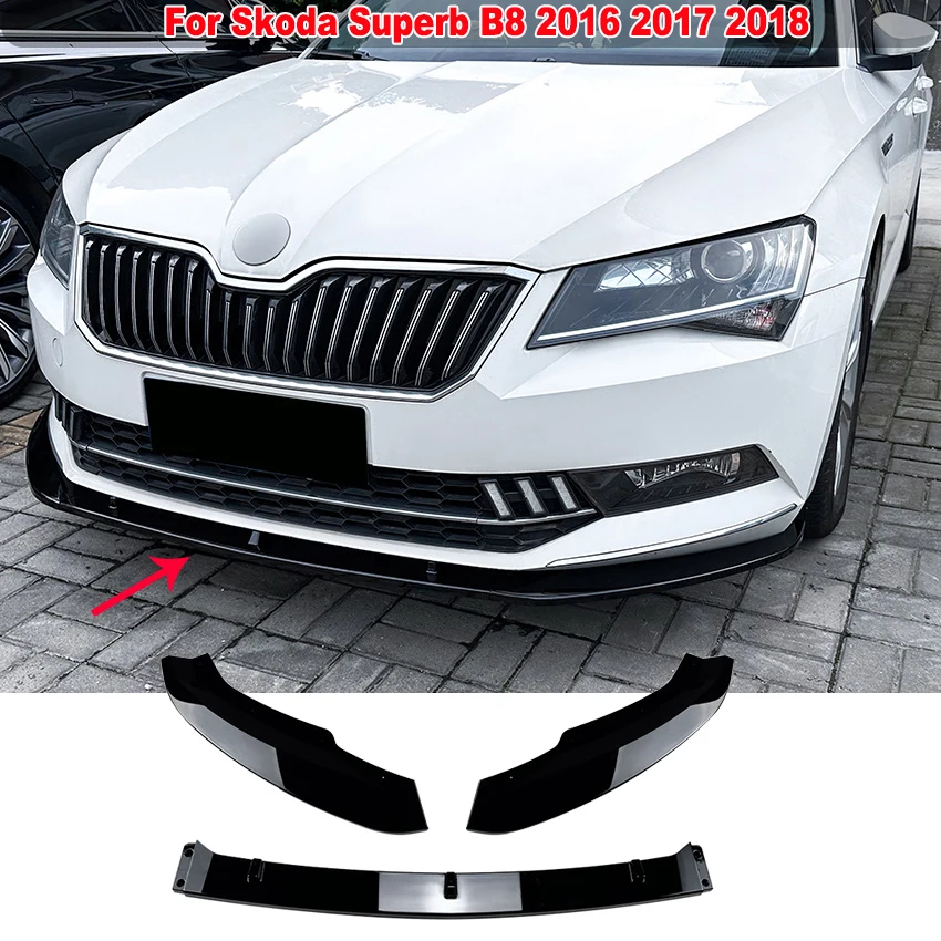 

For Skoda Superb B8 2016 2017 2018 Lower Front Bumper Lip Splitter Diffuser Body Kit Spoiler Guards Protect Decor Car Accessory