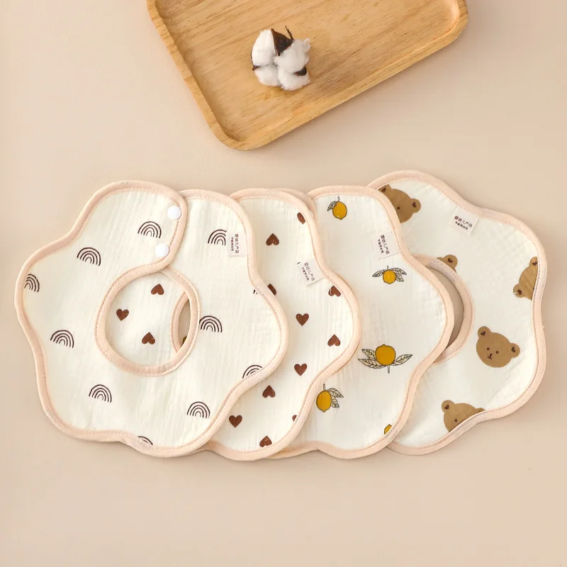 

4 шт., хлопковые детские нагрудники, водонепроницаемые салфетки для отрыжки, нагрудник с лепестками для малышей, новорожденных, детское противообрастающее полотенце для слюны, детское кормление