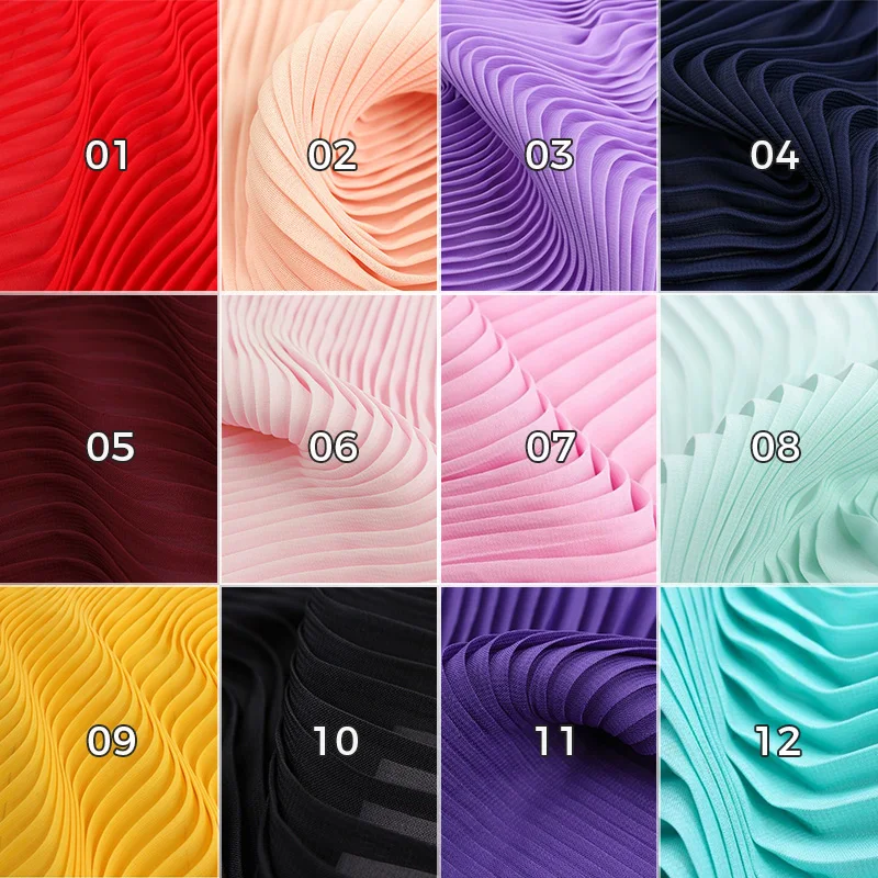 100x150cm Pleated Chiffon Fabric  Accordion Pleated Mesh Fabric For DIY Sewing Dress Background Wedding Decoration Material