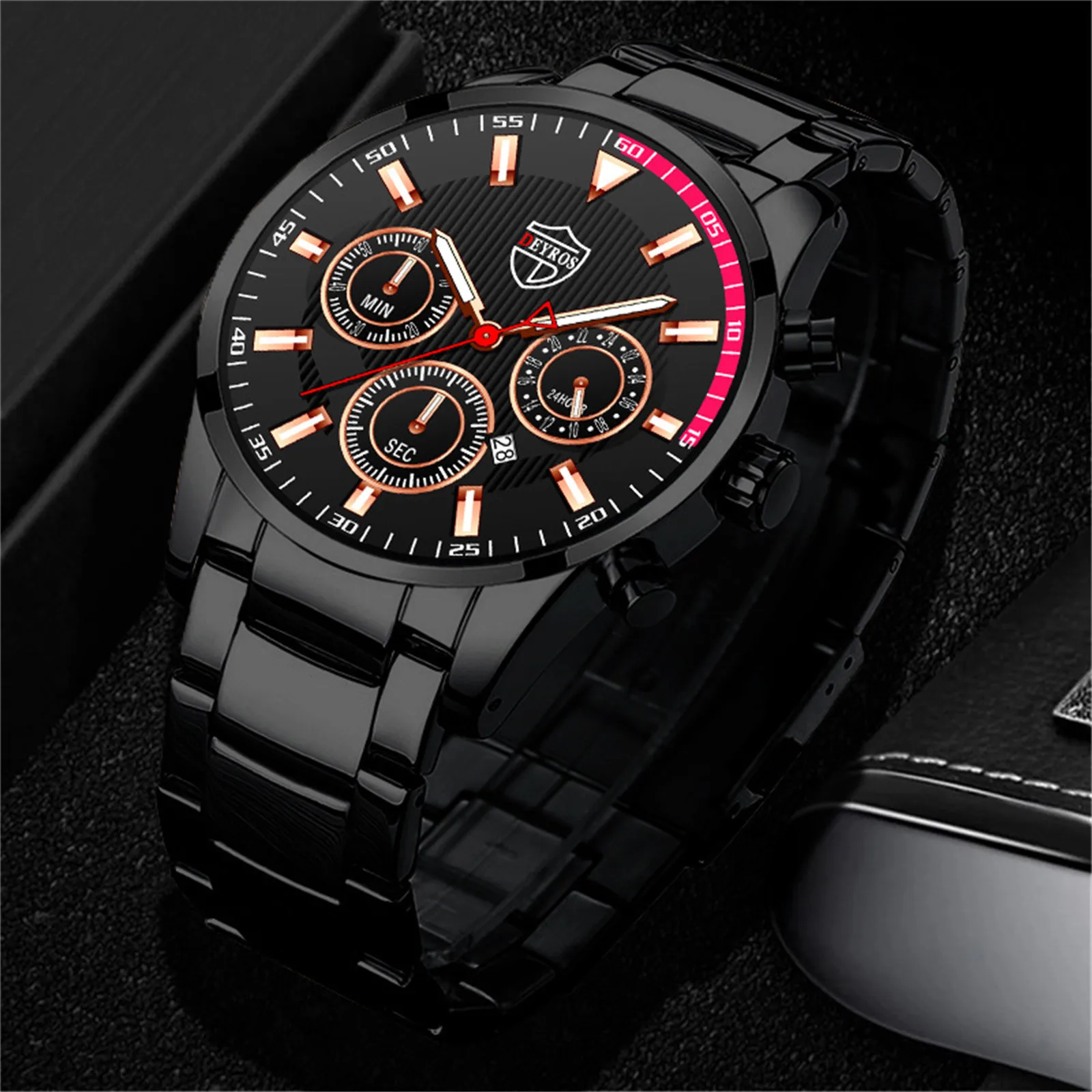 المعتمدة السكك الحديدية رجل عارضة الفولاذ المقاوم للصدأ التناظرية كوارتز ساعة الرجال ساعة اليد تاريخ الأعمال Mtgb1000