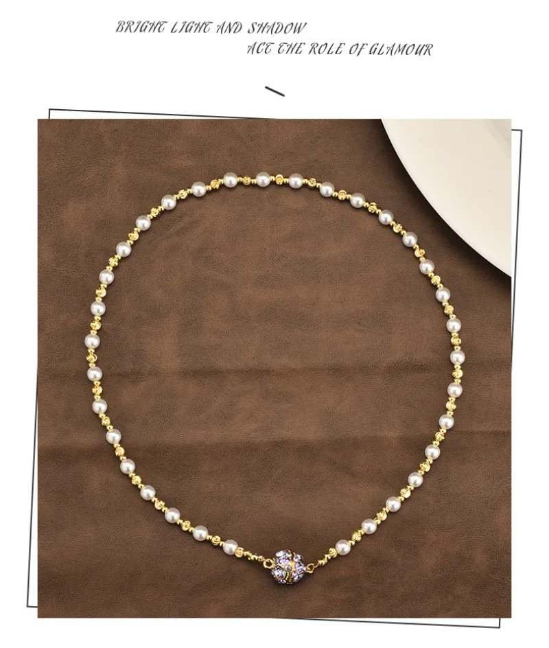 

Women's magnetic diamond ball necklace, necklace, accessory, sweater chain, design sense necklace