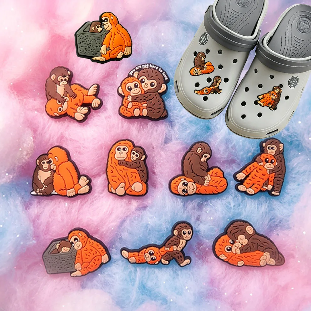 Neu 1-10 Stück Cartoon Punch Monkey Kreativität PVC Schuhzubehör Sandalen Armbänder Dekorationen DIY Schuhornamente Schnallen Geschenke