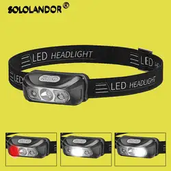 Dropshipping LED Mini Headlamp red white Headlight USB Rechargeable Head Torch Flashlight Lamp Light Camping Flash Lantern