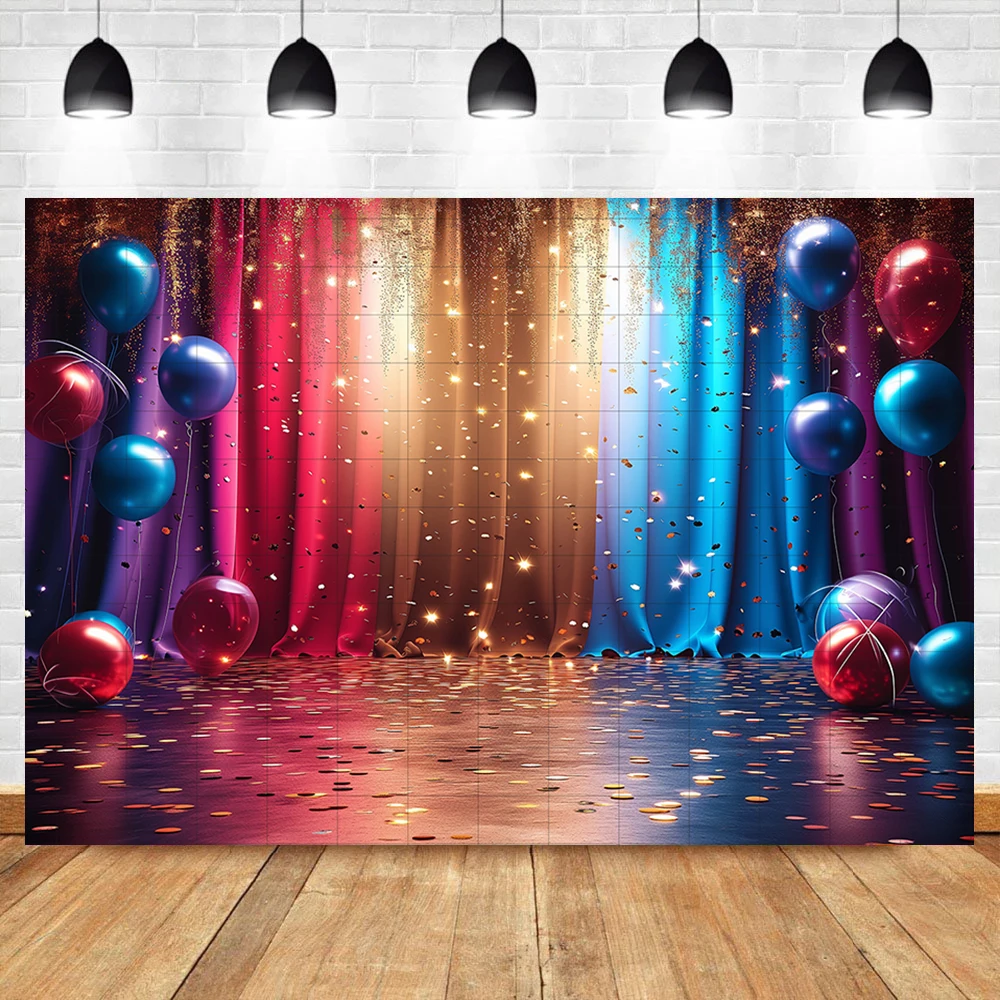 Stage colorful balloon theme birthday party photography background video photography background birthday photo phone props