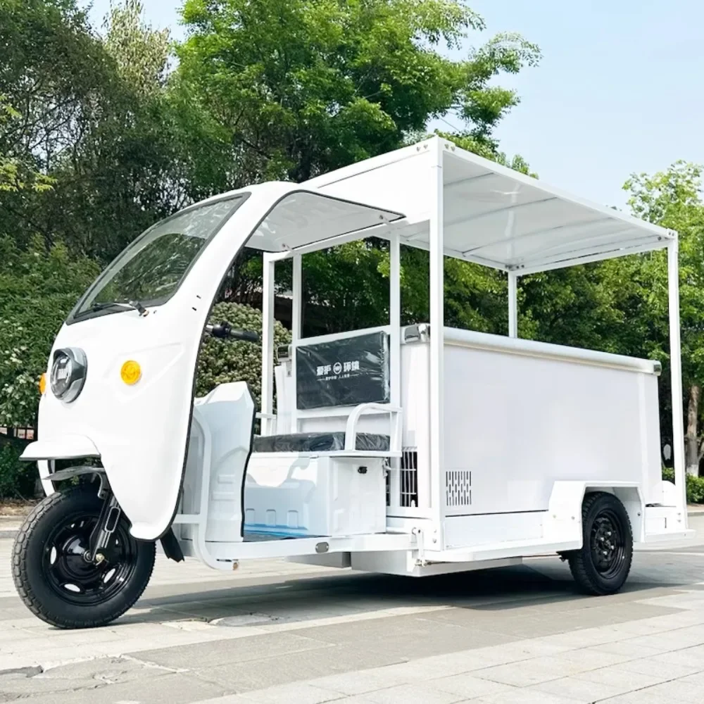 Electric three-wheeled  refrigerated cold chain truck, popsicle truck, outdoor night market mobile stall truck, ice cream truck