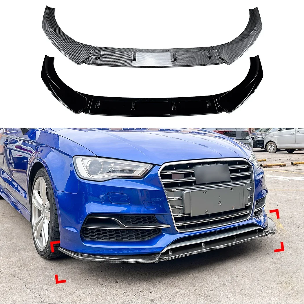 Car Front Bumper Splitter Lip for Audi A3 / S3 8V 2013-2016 Lower Diffuser Body Kits Spoiler Guard Protector Cover Chin Spoiler