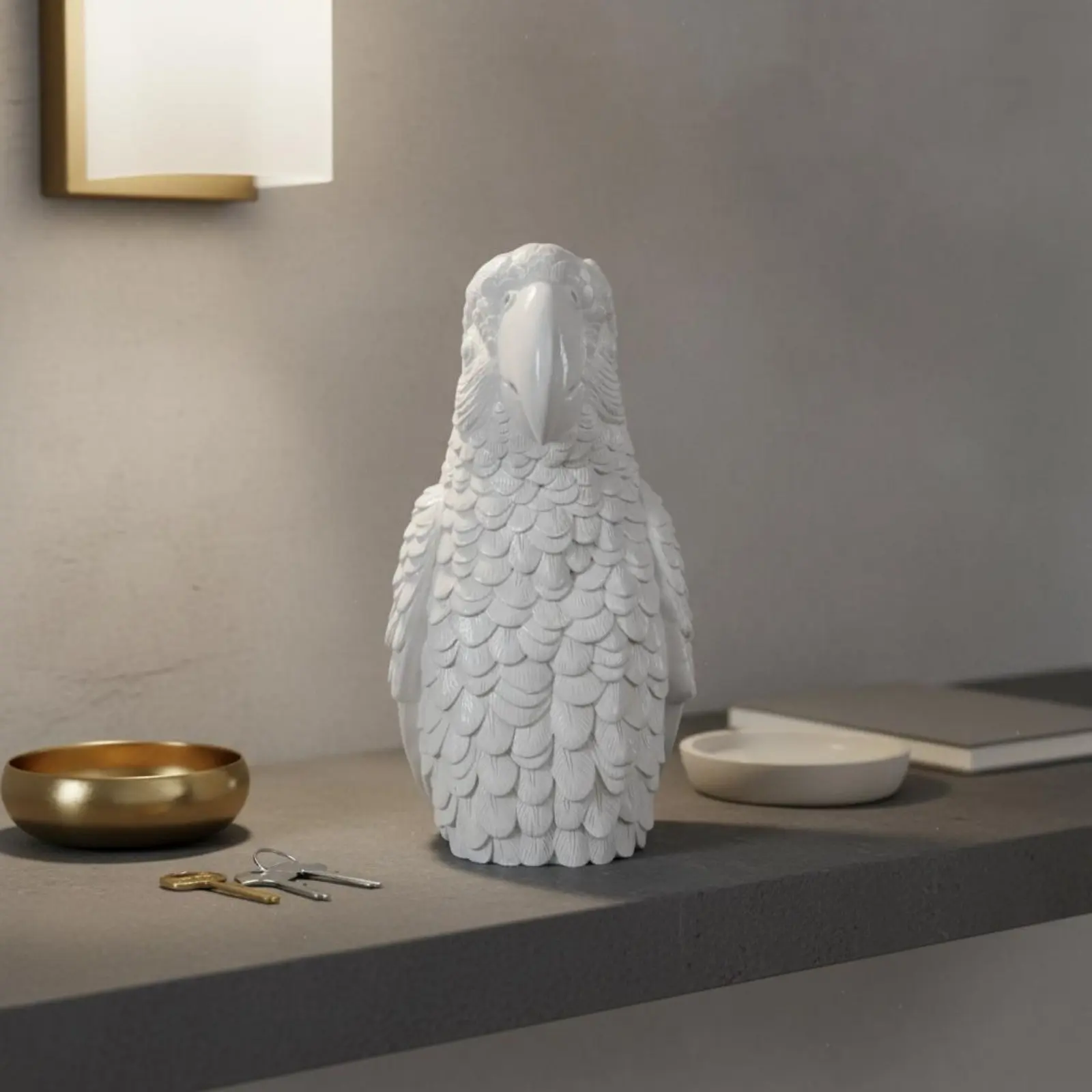 

Parrot Head Vase Double Use Macaw Bust Vase Avian Statue Flower Holder Realistic Features Parrot Sculpture Decoration Resin