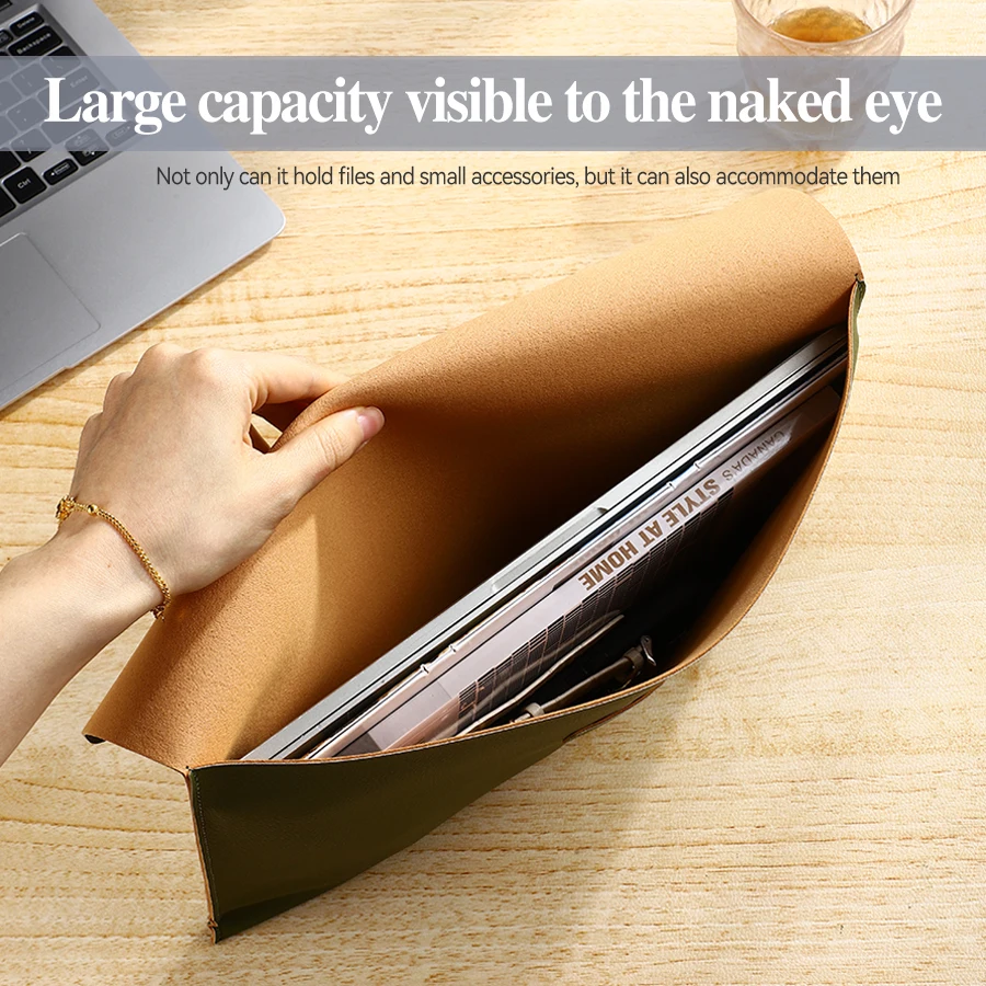 Multicolor Portable A4 PU Leather Document Bag Waterproof Wear-Resistant File Pouch Office School Paper Holder