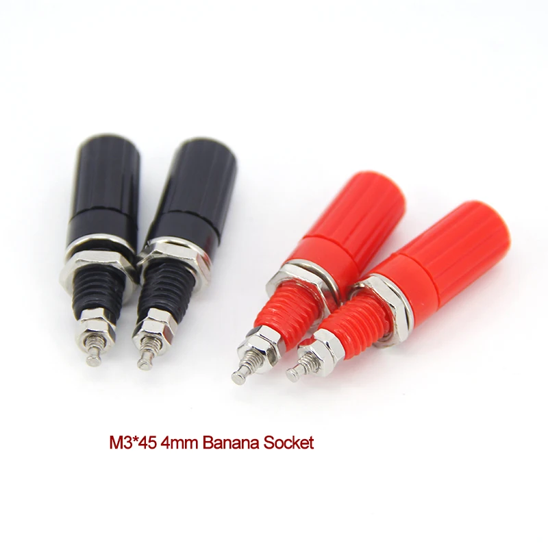 M3*45 4mm Banana Socket Binding Post Nut Banana Plug red black sound panel Jack Electrical Connector Terminal A07