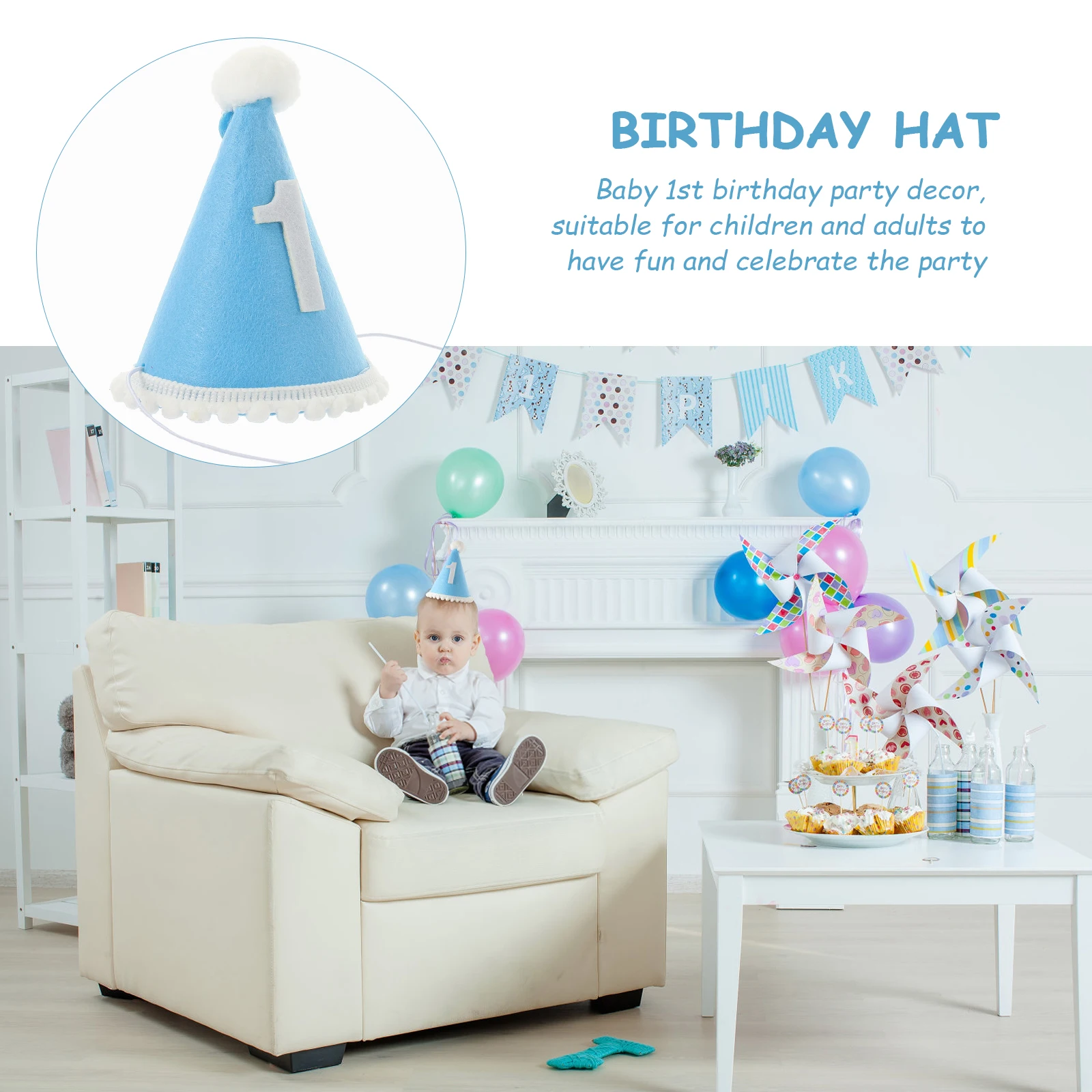 

Baby Birthday Hat 1st Number Party Hats for Kids Commemorate Child Celebrations Fits Most Babies Perfect Size