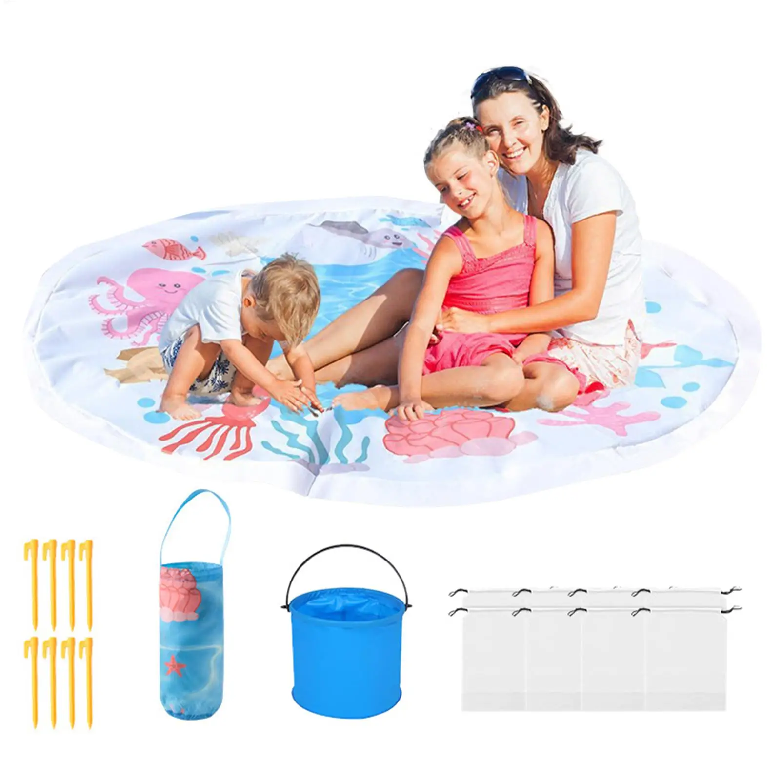

Beach Kiddie Pool Beach Blanket Paddling Pool with Carrying Bag Waterproof Summer Outdoor Water Play Toy for Picnic Travel
