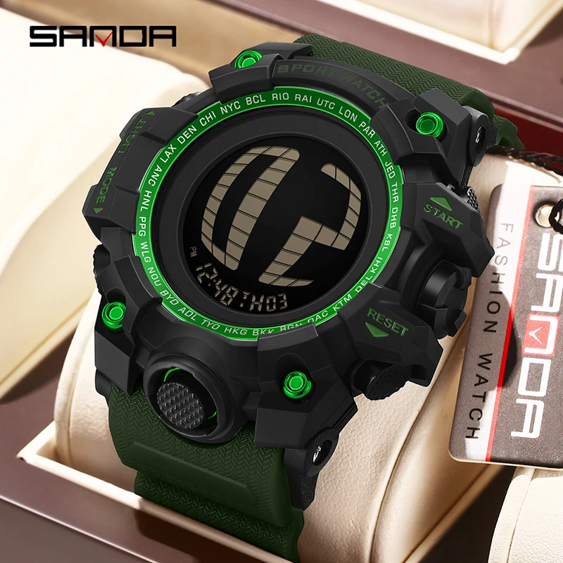 SANDA 2200 New Men's Electronic Watch Multifunction Chronograph Luminous Calendar Waterproof Outdoor Sports Watches for Man