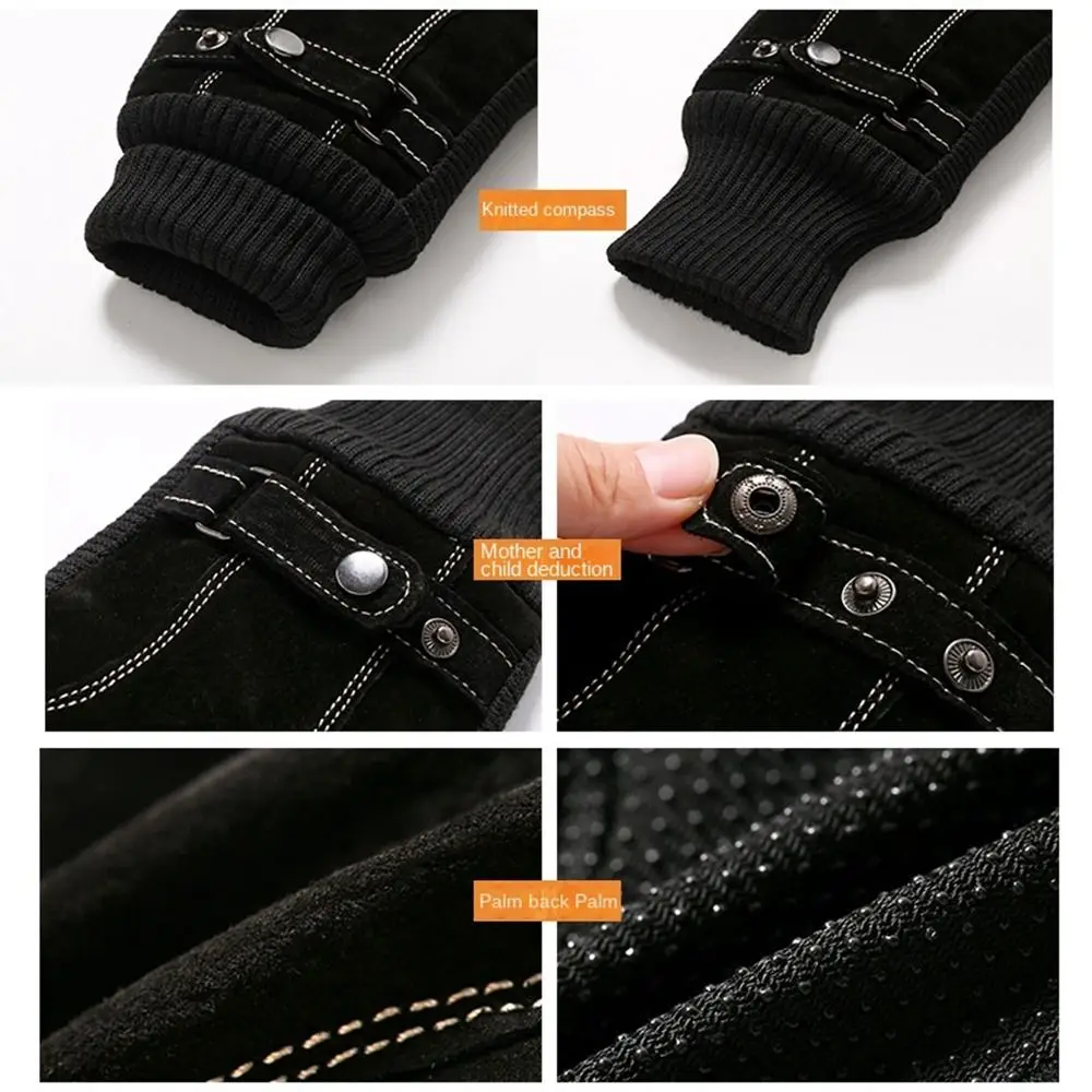 Simple Motorcycle Glove Windproof Warm Plush Riding Glove Suede Korean Mittens Winter Gloves Men Gloves PU Leather