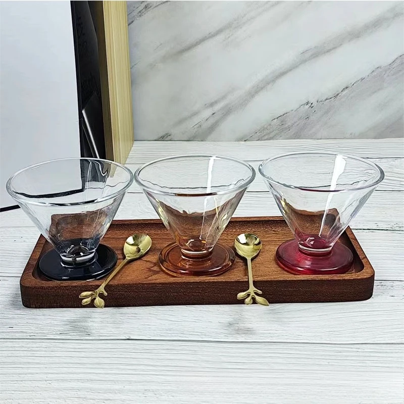 

1pcs High Appearance Niche Design Ice Cream American Coffee Glass Cup French Vintage Champagne High Foot Ice Cream Cup