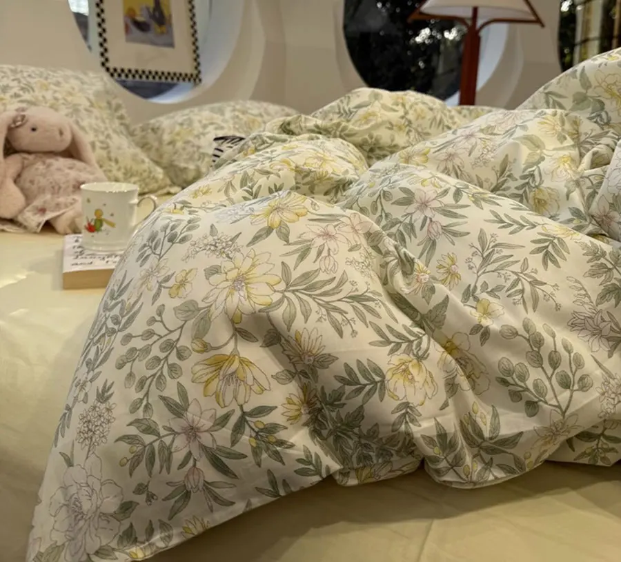 

American country flower bedding set single double,twin full queen king floral cotton home textile sheet pillow case quilt cover