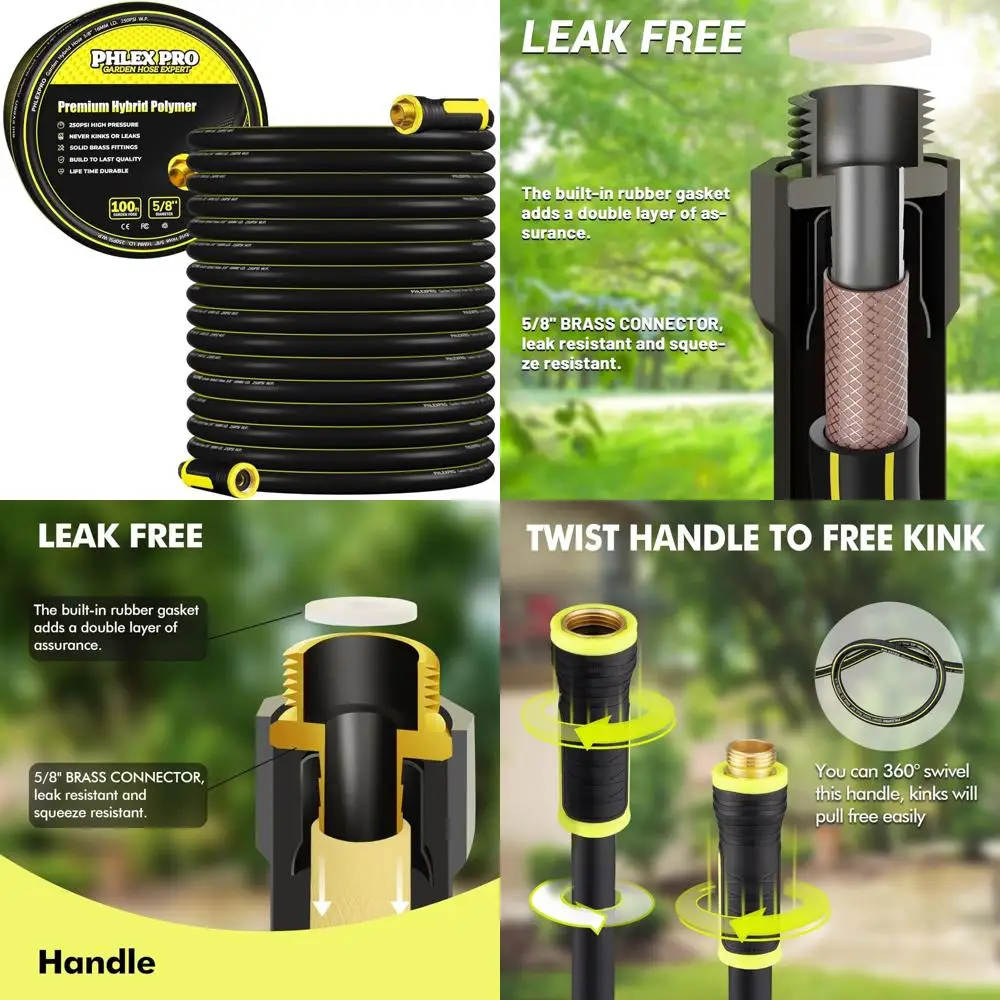 

Garden Hose 100FT Heavy-Duty Premium 5/8'' Rubber 3-Layer Water Hose - Innovation Flexible Hybrid Lightweight Water Hose with Fu