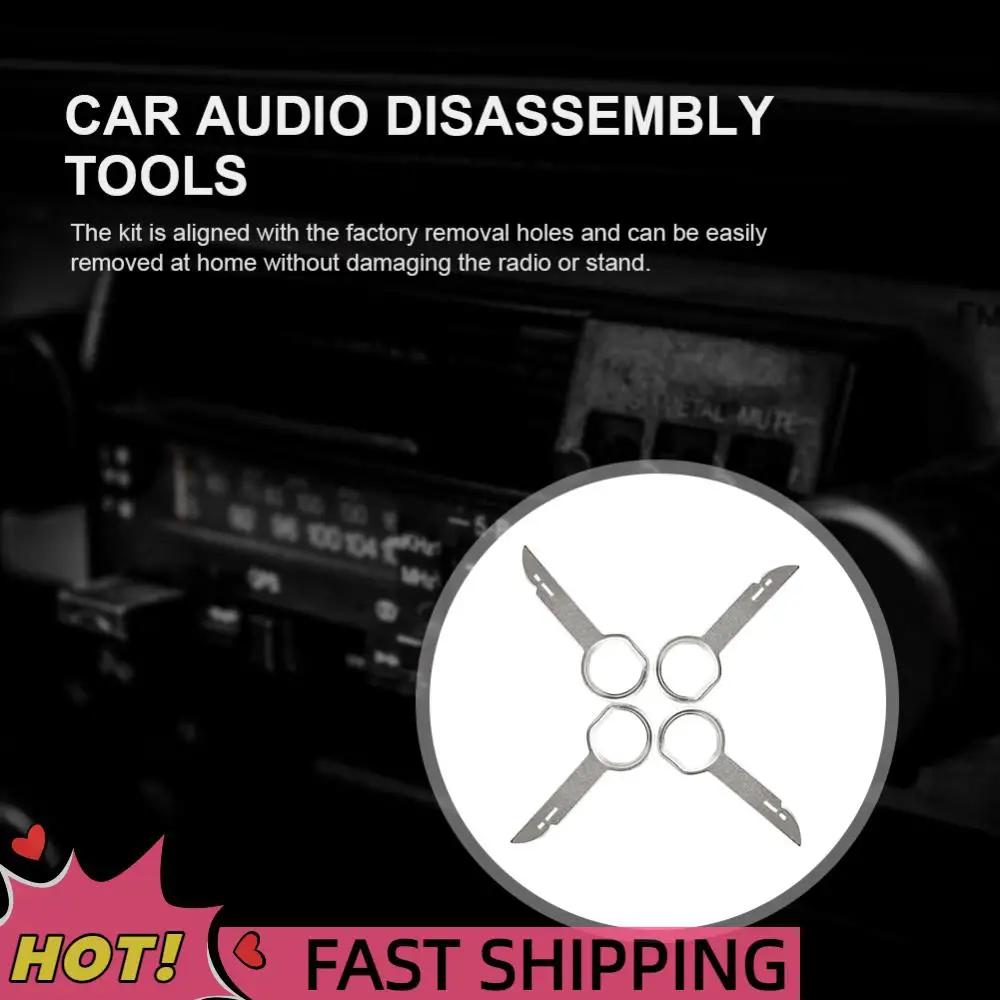 4Pcs Audio Sound Remover Key Stainless Steel Auto Radio Remover Extractor Key Car Stereo Install Removal Tool for Skoda for Audi