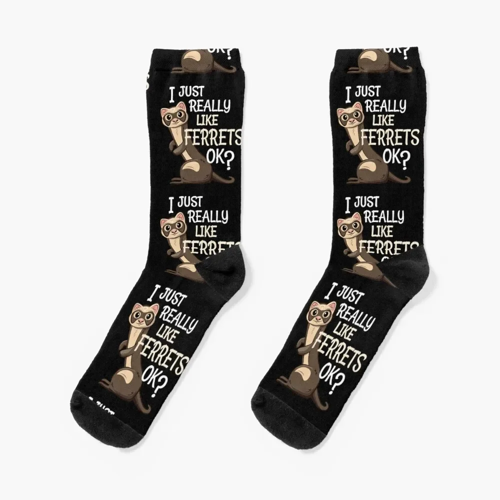 

Ferret Lover Gift - I Just Really Like Ferrets OK Socks christmass gift Run Socks Female Men's