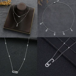 Hot Fashion Lucky Bead Geometric Pendant Necklace Gold Silver high-quality zircon Choker Necklace For Women Pendant Jewelry Gift