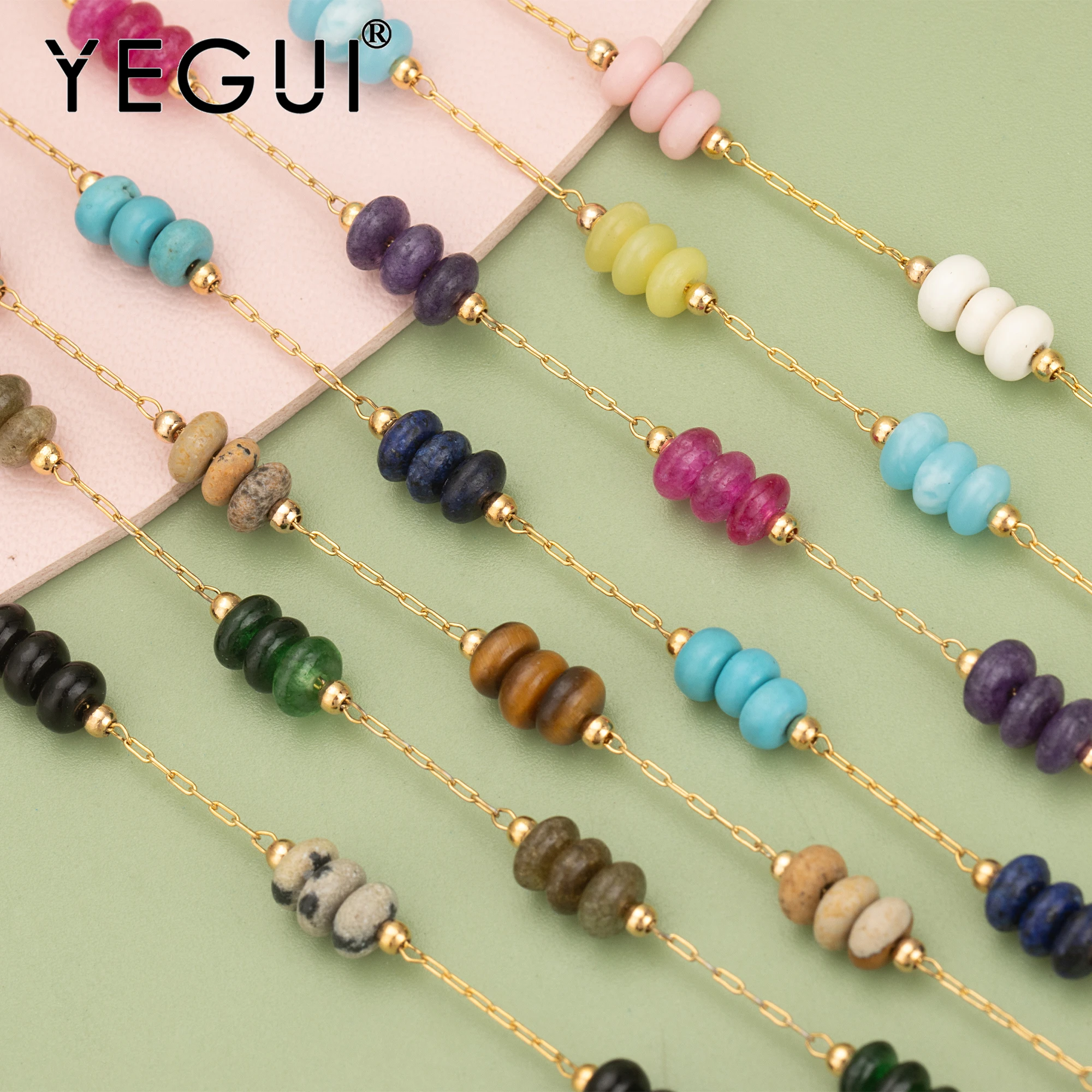 YEGUI C331,chain,stainless steel,natural stone,hand made,nickel free,jewelry making findings,diy bracelet necklace,1m/lot