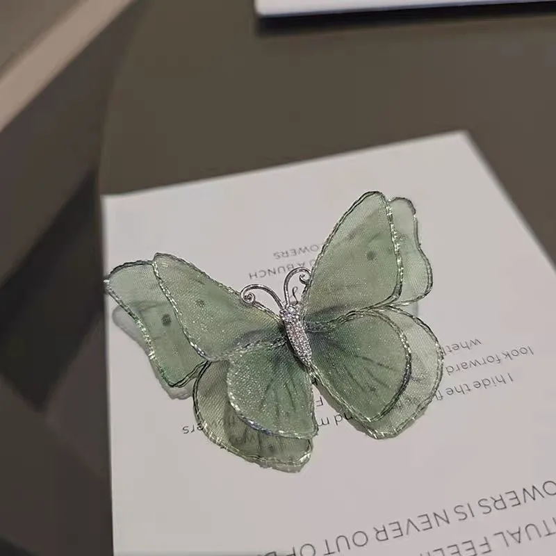 Lightweight Tulle Double Butterfly Brooch Temperament Elegant Pin Jacket Cardigan Accessories Corsage Woman