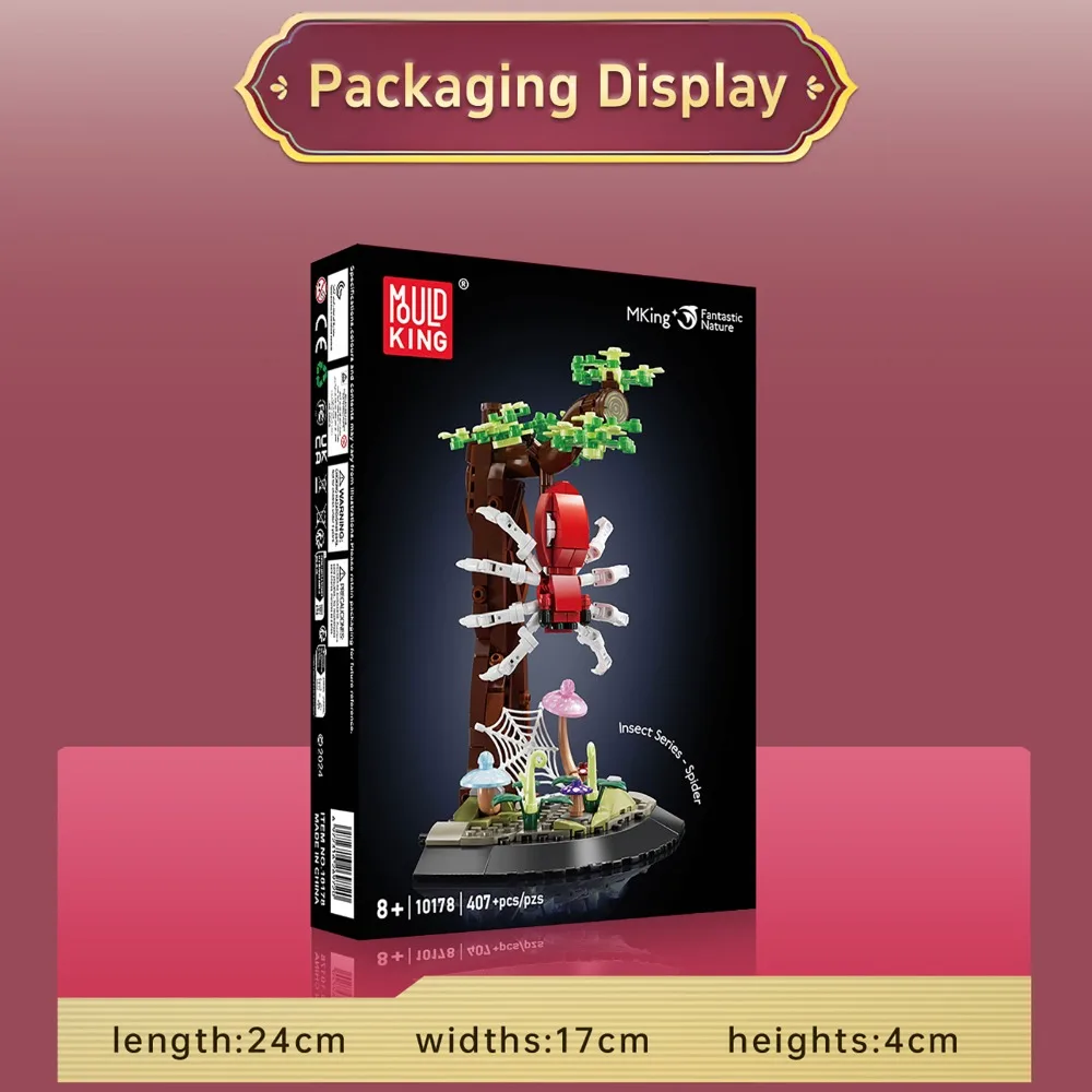 몰드 킹 10178 거미 블록 놀라운 자연 시리즈 모델 사실적인 곤충 교육용 장난감 책상 장식 선물 407PCS