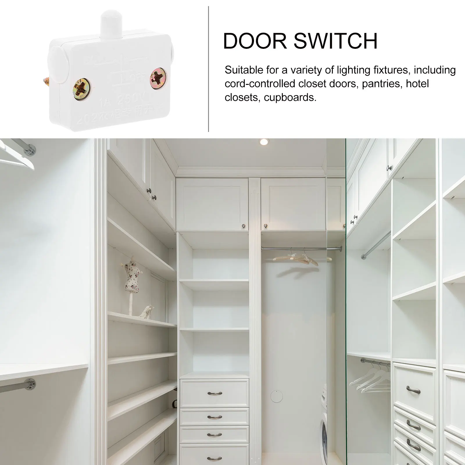 2pcs Door Control Switch Automatic Closet Wardrobe Light Touch Button Black Cabinet Furniture Home Office Hotel