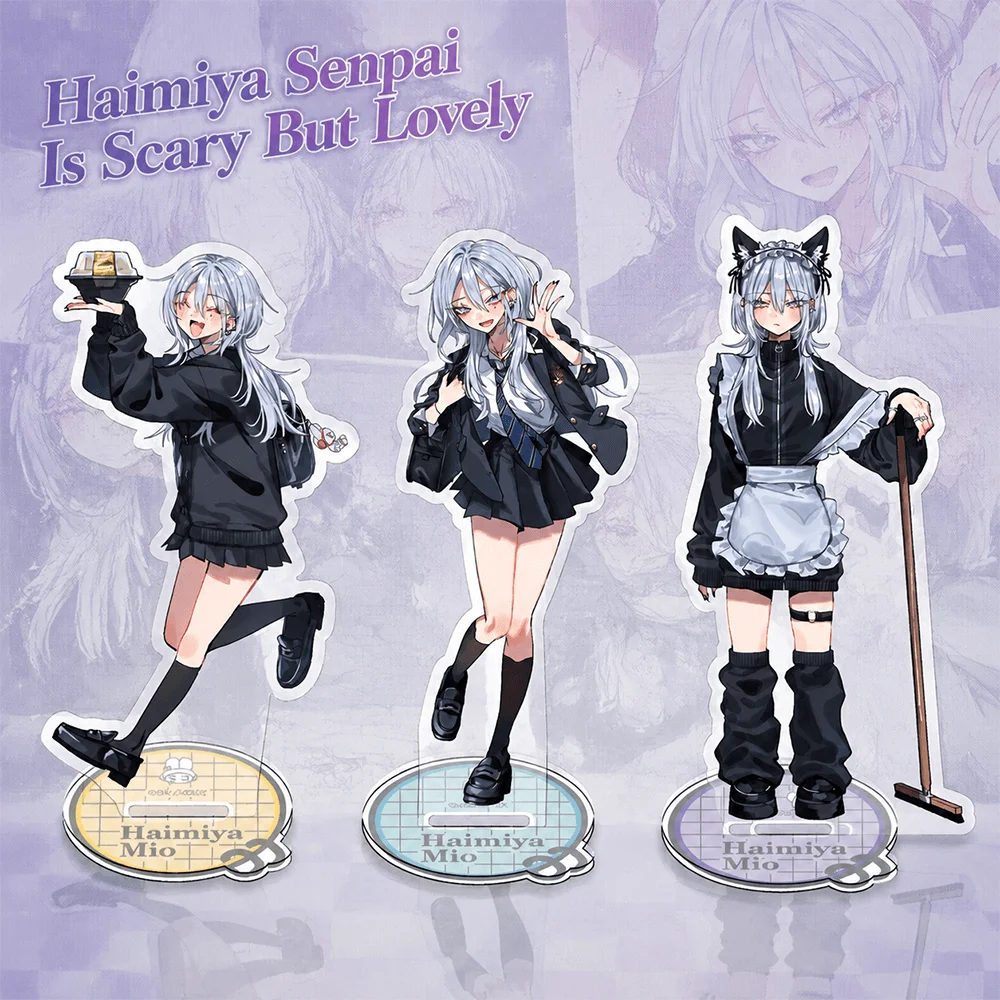 Haimiya Senpai Is Scary But Lovely Haimiya Mio 15cm Acrylic Stand Keychain Black Hoodie Ramen Box Outfit Ver Tabletop Decor Gift