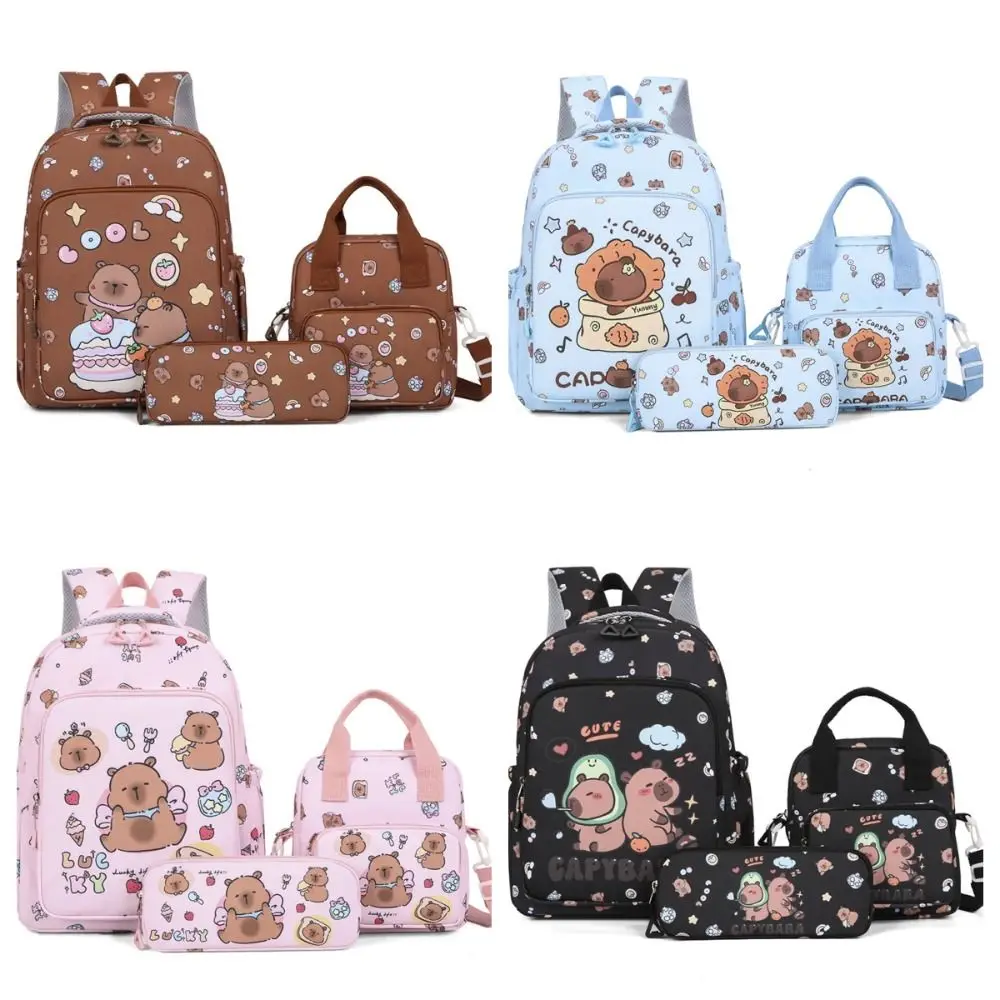 3PCS/Set Capybara School Bags Lightweight Cartoon School Backpack Set Children Book Bags Large Capacity Kindergarten Backpack