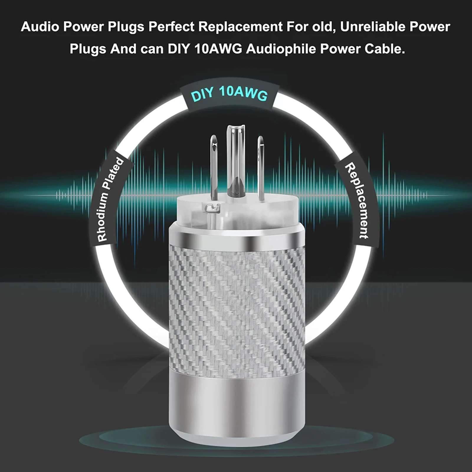 WCF4-TG/R Fibra de Carbono Banhado A Ouro/Ródio EUA Macho/Fêmea Plugue de Alimentação Conector IEC Conector AC para Cabo de Alimentação DIY