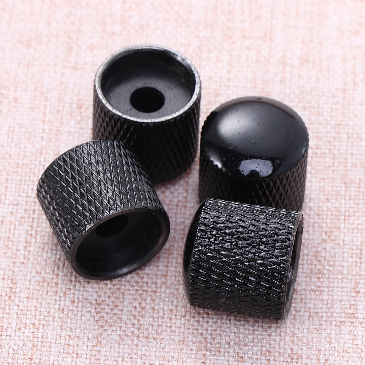 

4 Pcs Guitar Knobs Electric Buttons Potentiometer Heavy Metal Black Glossy Dome
