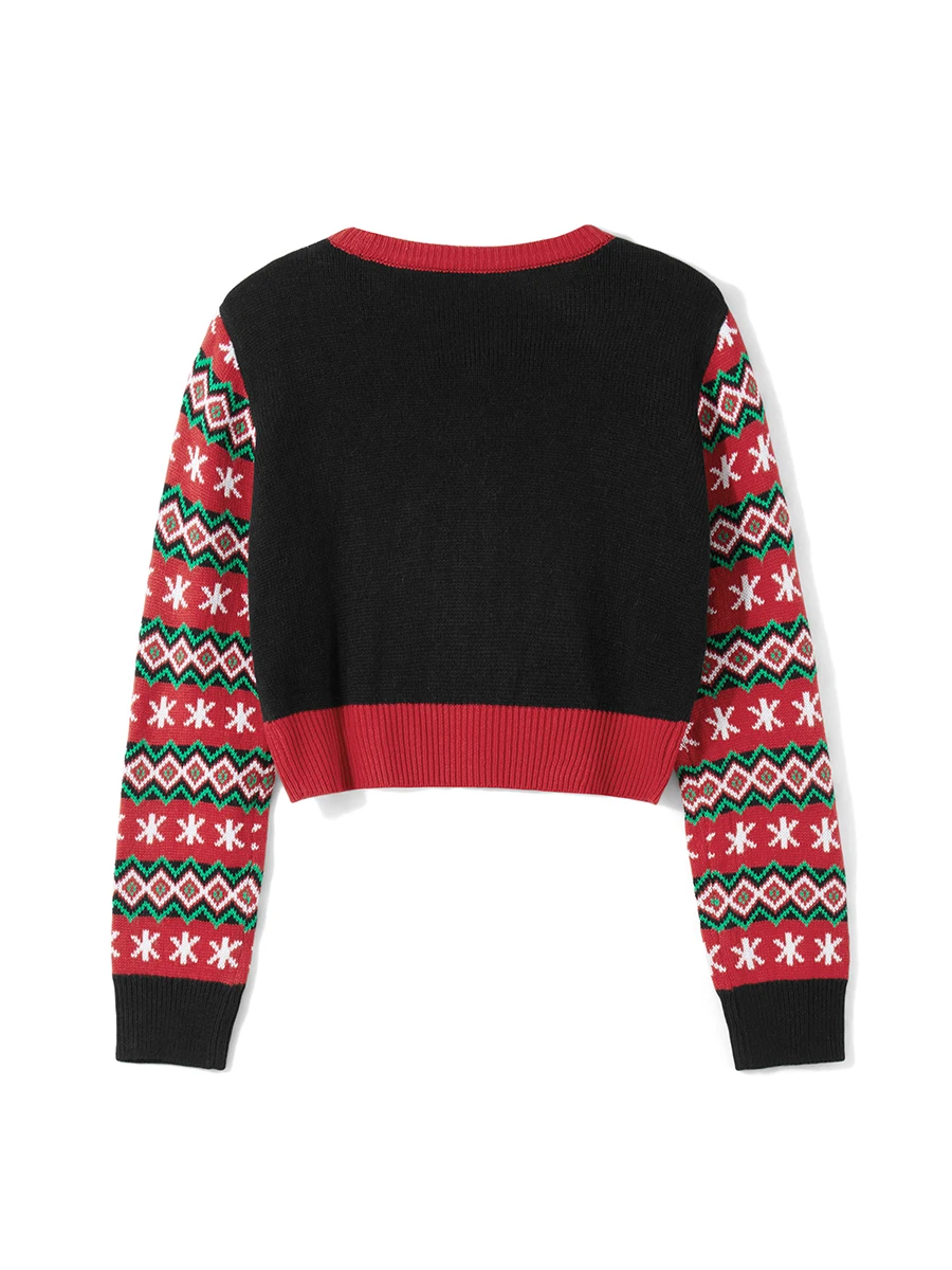 wsevypo Christmas Sweater for Women Fall Winter Santa Claus Long Sleeve Crew Neck Pullover Cropped Jumpers Casual Knitwear