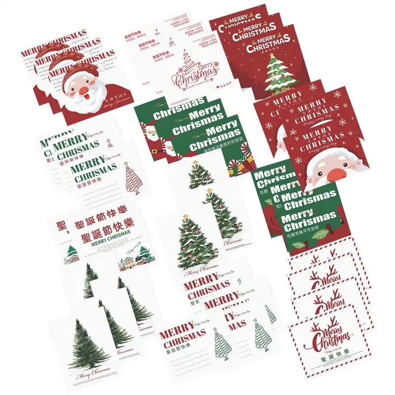 Set kartu Natal berbagai macam desain kartu Natal 60X Set kartu liburan Selamat Natal kartu Tahun Baru dengan amplop mengirim