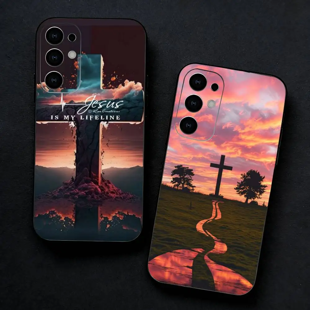 

Jesus Bible Verse Christian Phone Case For Samsung S25,24,23,22,30,21,10,9,Ultra,Plus,FE 5G Black Soft Case